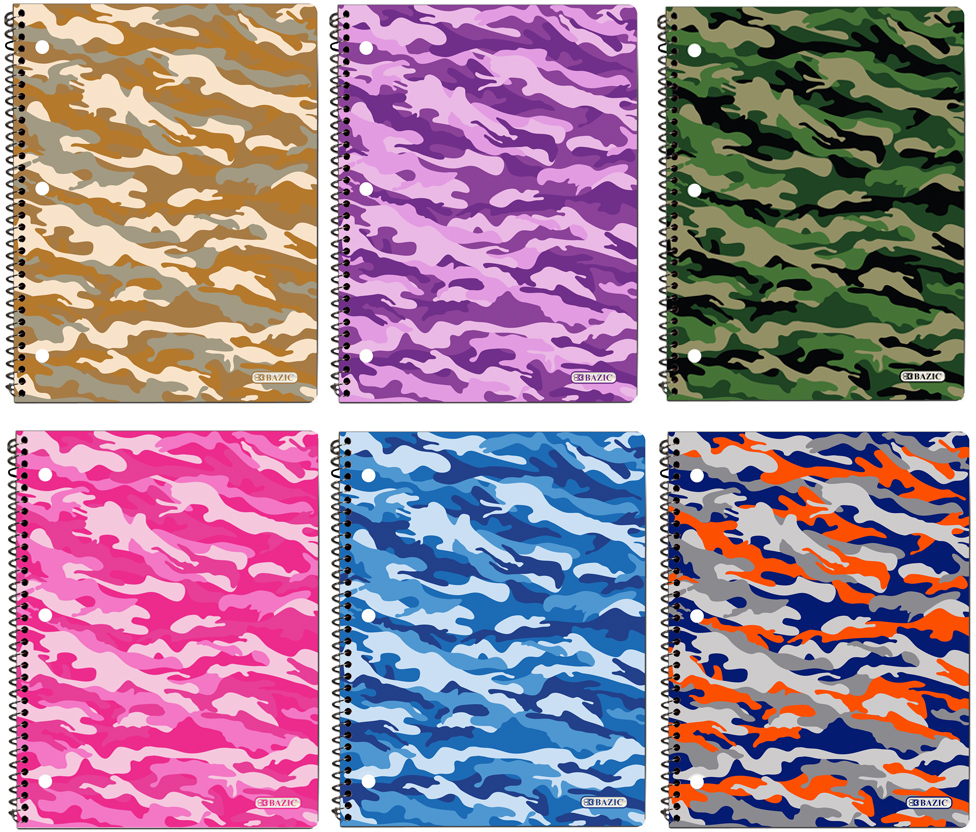 1-Subject Camouflage Spiral Notebook Case Pack 24