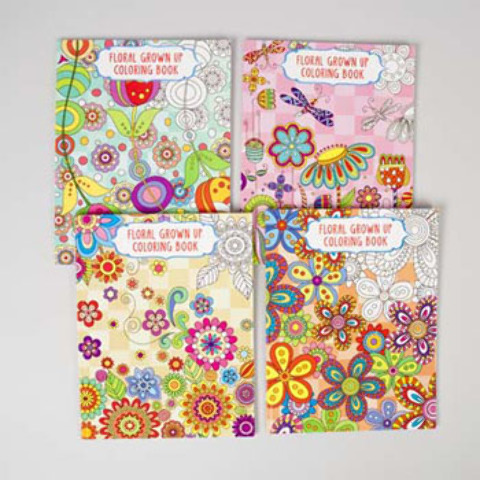 64 Page Adult Coloring Book Floral Shapes - 4 Titles Case Pack 36