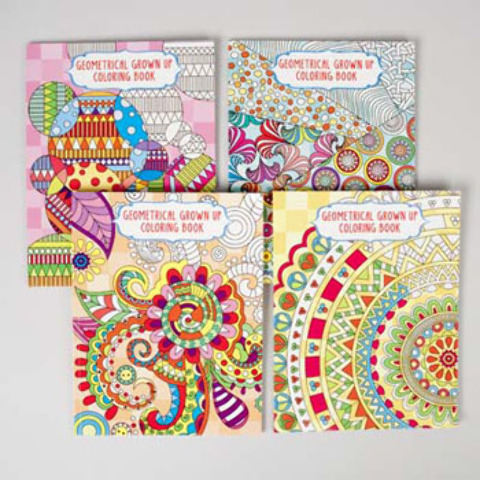 64 Page Adult Coloring Book Geometric Shapes - 4 Titles Case Pack 36